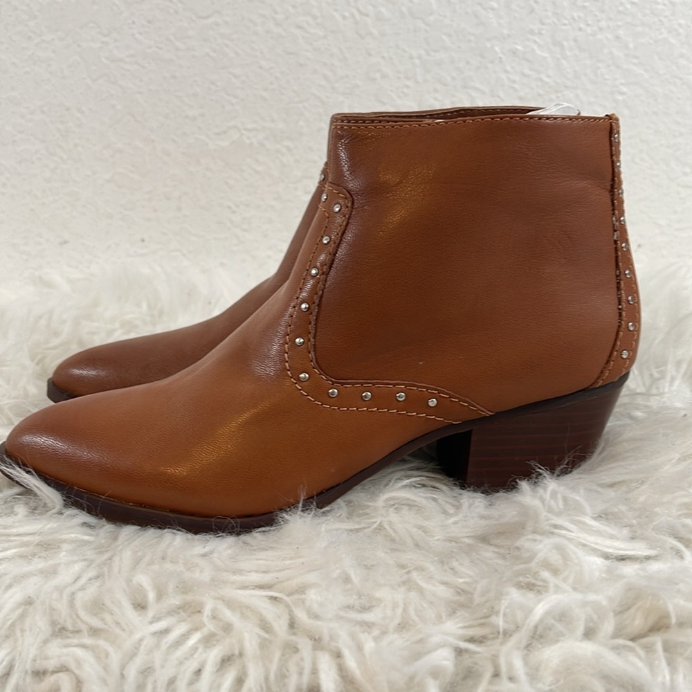 DOLCE VITA Tobin Studded Leather Bootie Brown Side Zip Size 6 NEW - Picture 4 of 16
